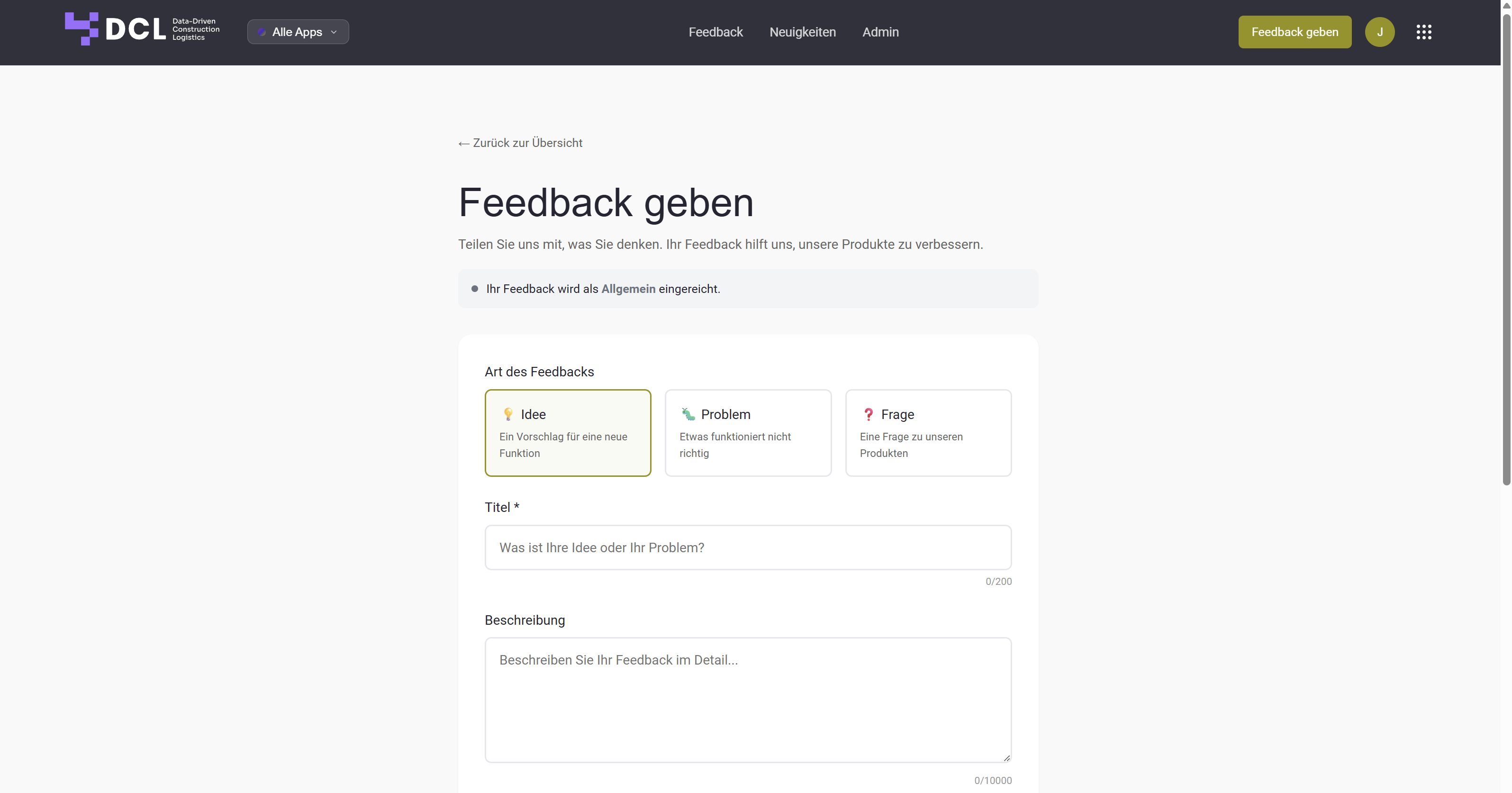 Community Space Feedback-Formular